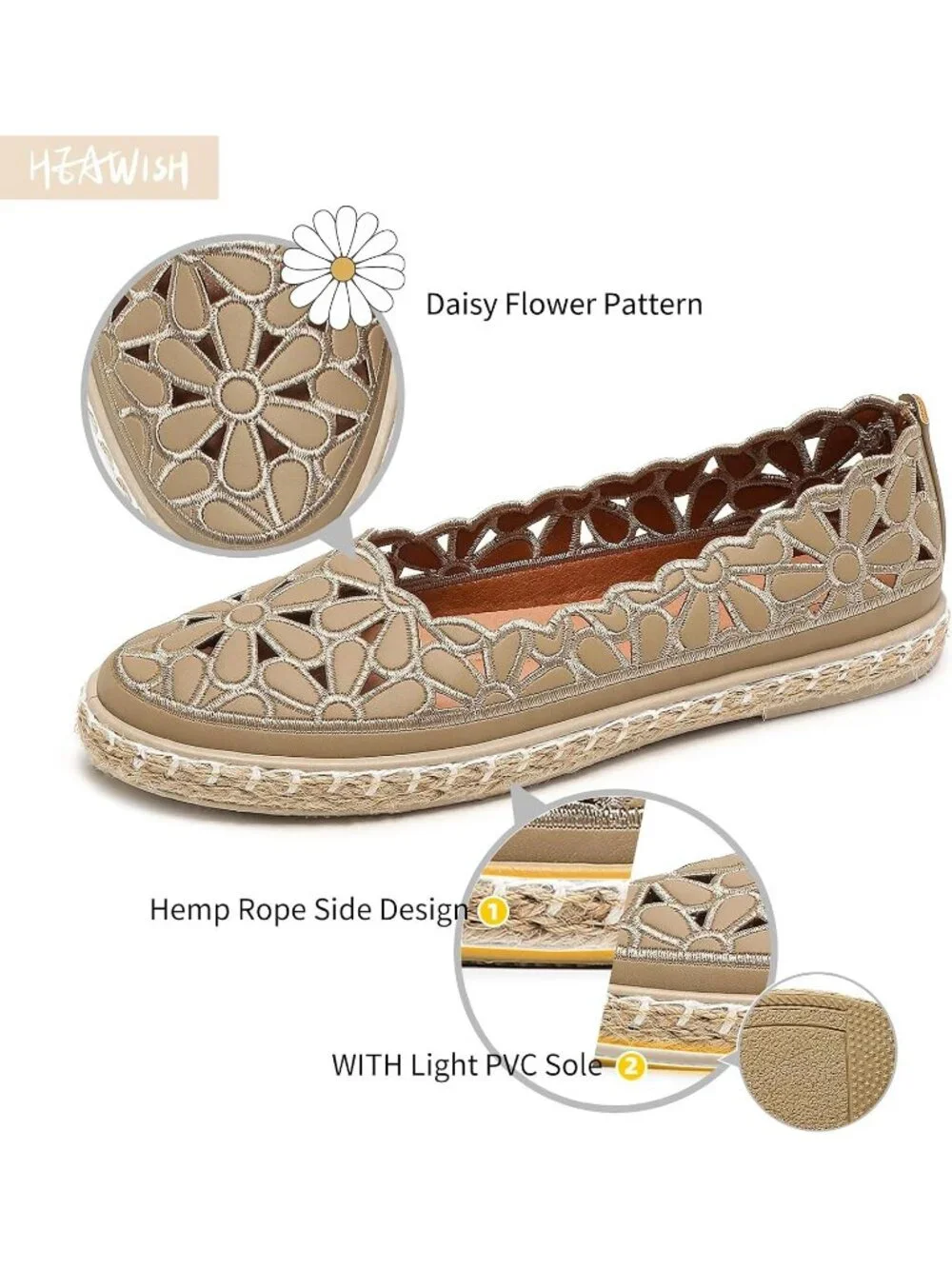 Women’s Chocolate Floral Daisy Round Toe Comfortable Slip On Casual Ballet Flats